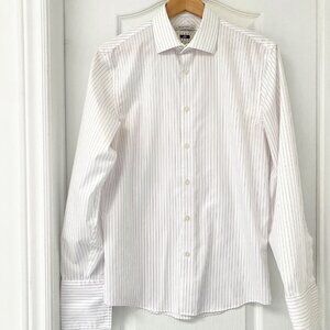 Joseph Abboud Non-Iron Pinstripe Dress Shirt Men's 16 34/35 Slim Fit